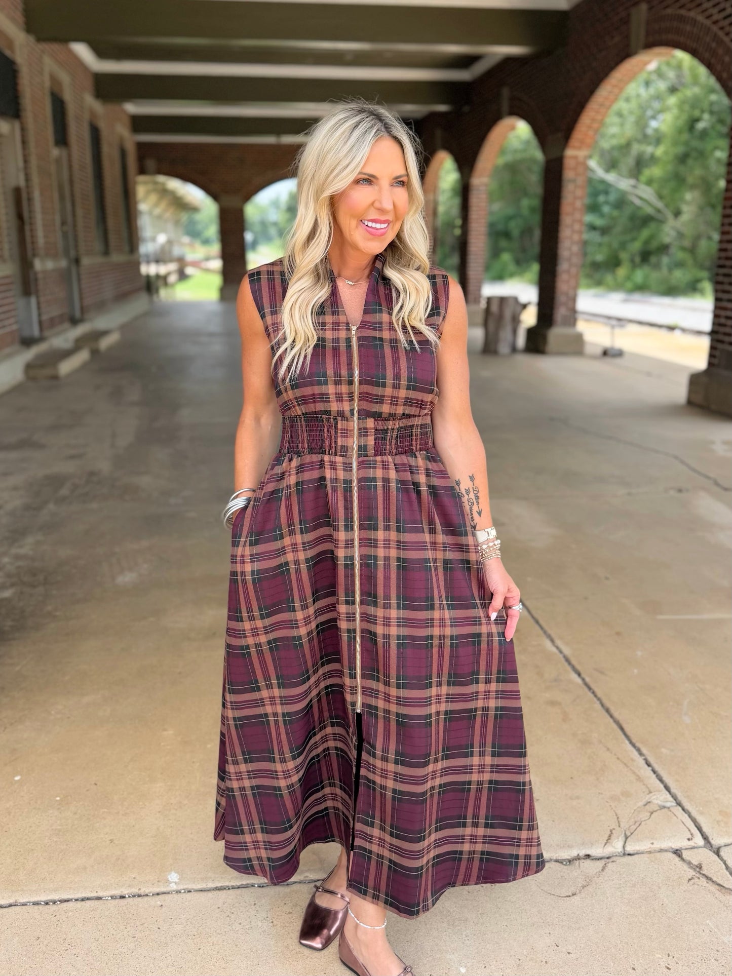 Jodi Plaid Midi Dress