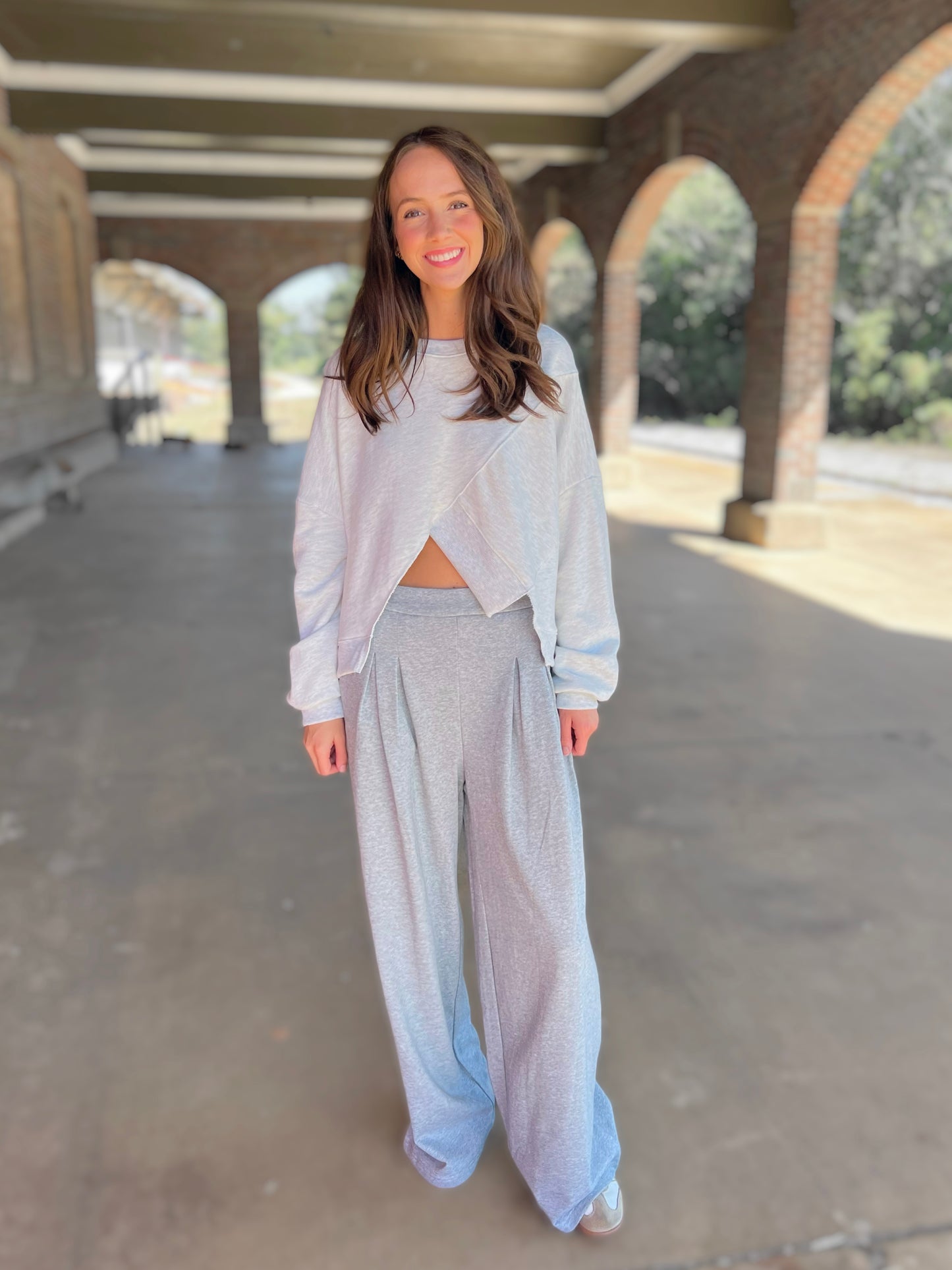 Asymmetrical Hem Terry Sweatshirt