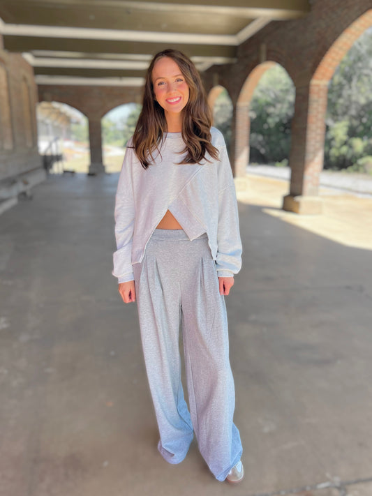 Asymmetrical Hem Terry Sweatshirt