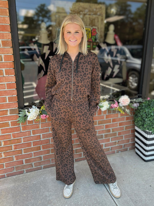 VH Leopard Cloud Fleece Flare Pants