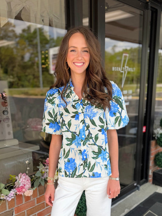 Blue Blooms Top