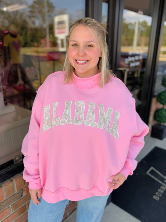 Camo Alabama Embroidered Mock Neck Sweatshirt