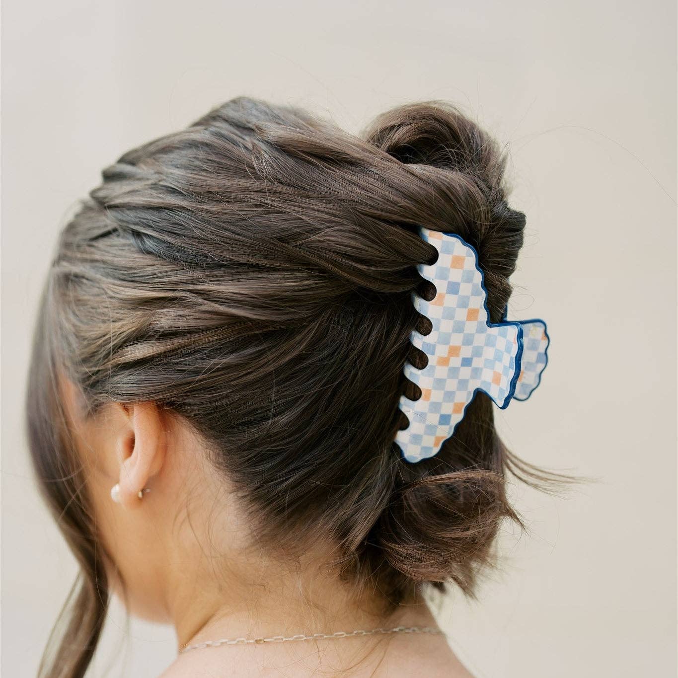 Orange and Blue Scalloped Claw Clip