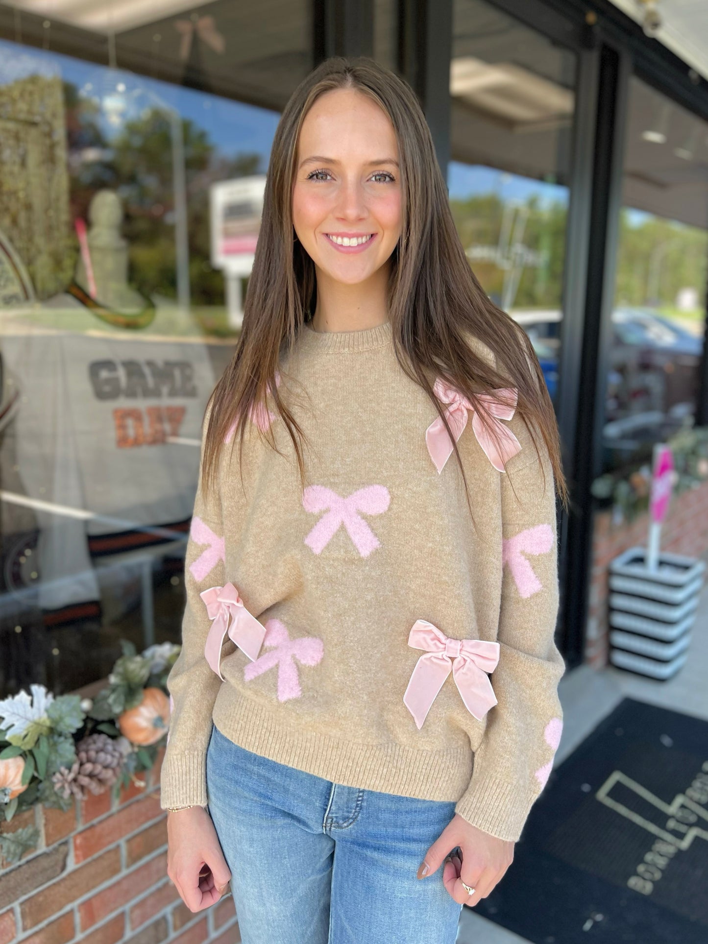 Velvet Bow Knit Sweater