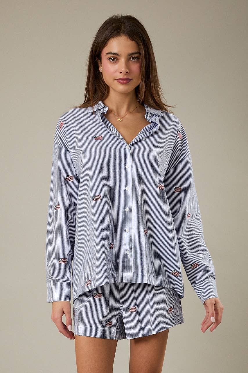 Stripe Flag Button Down