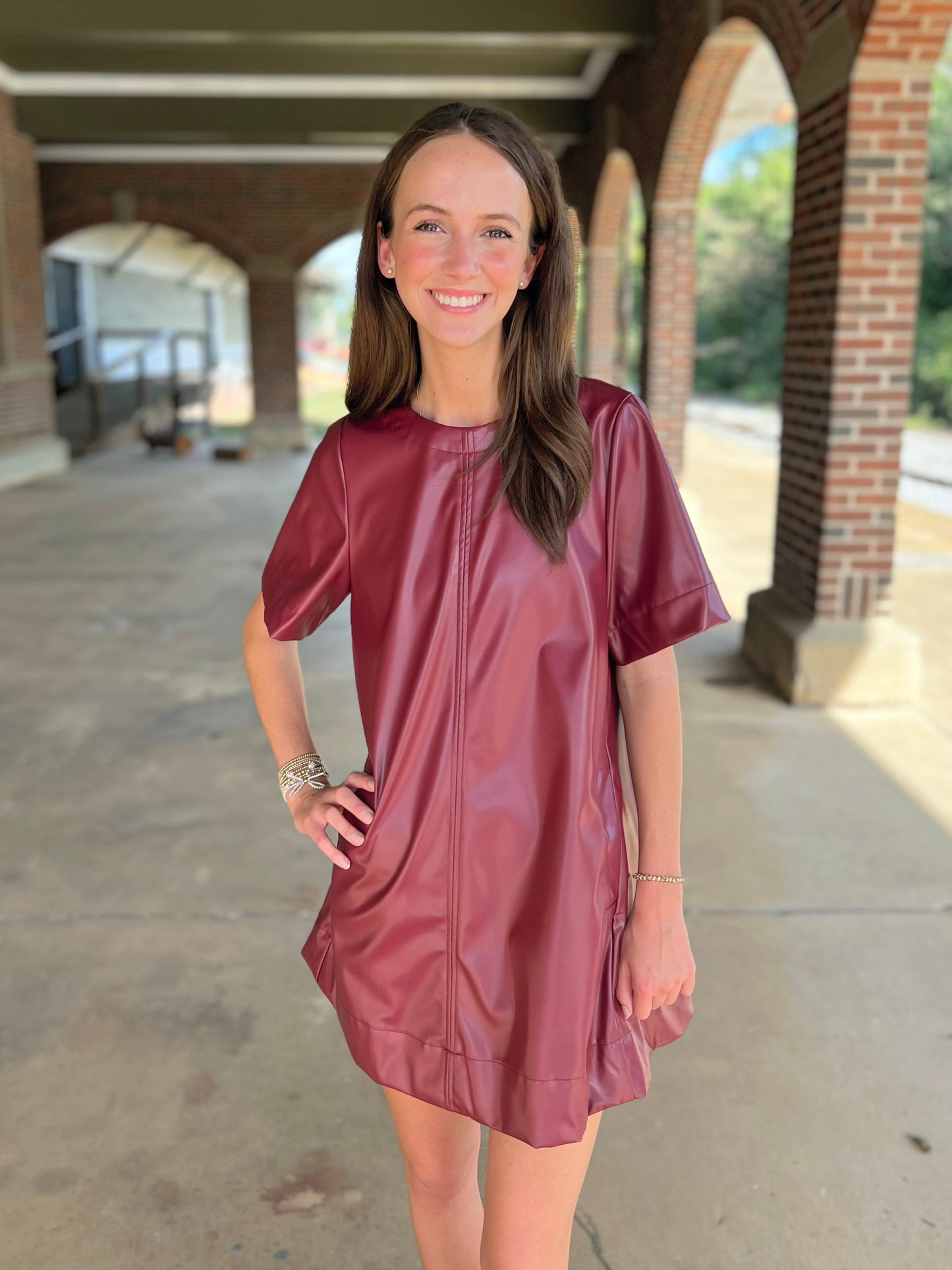 Faux Leather Swing Dress