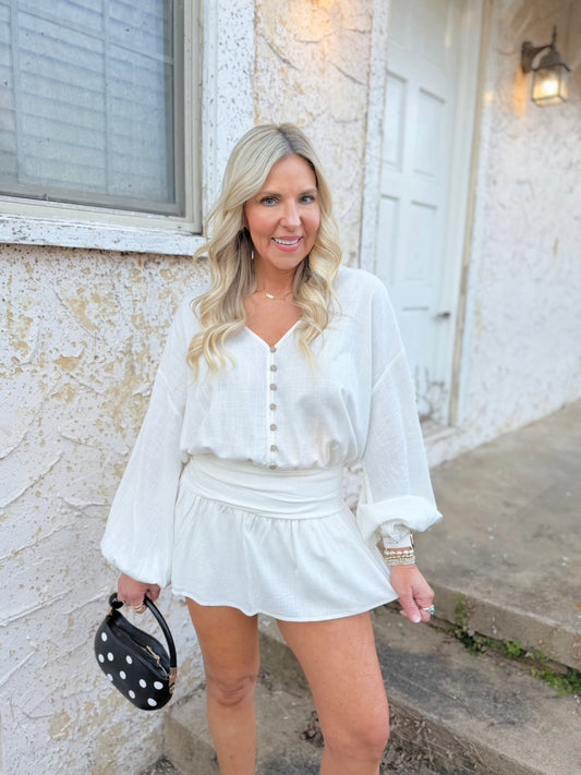 Linen Long Sleeve Romper