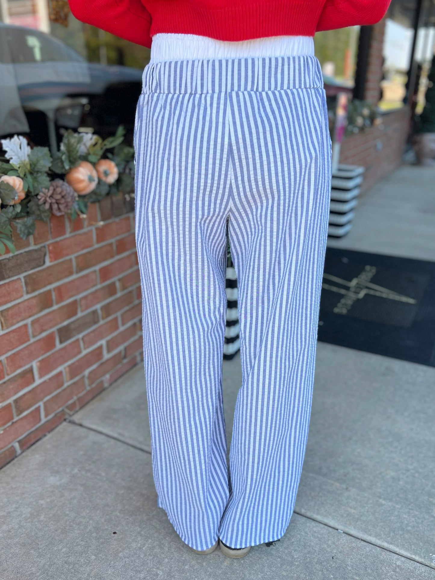 Striped Print Exposed Boxer Pants