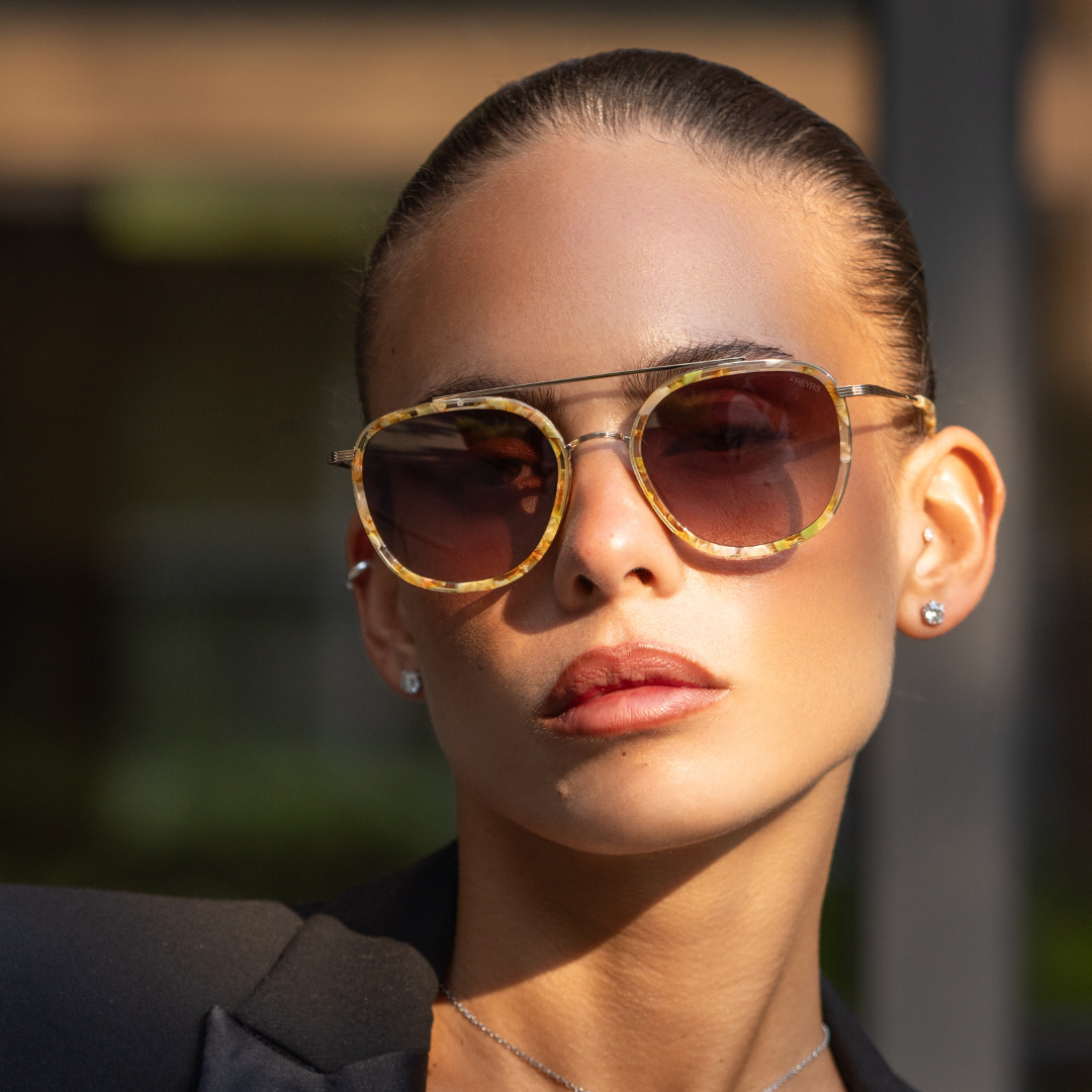 Weston Acetate Round Sunglasses: Yellow Tortoise