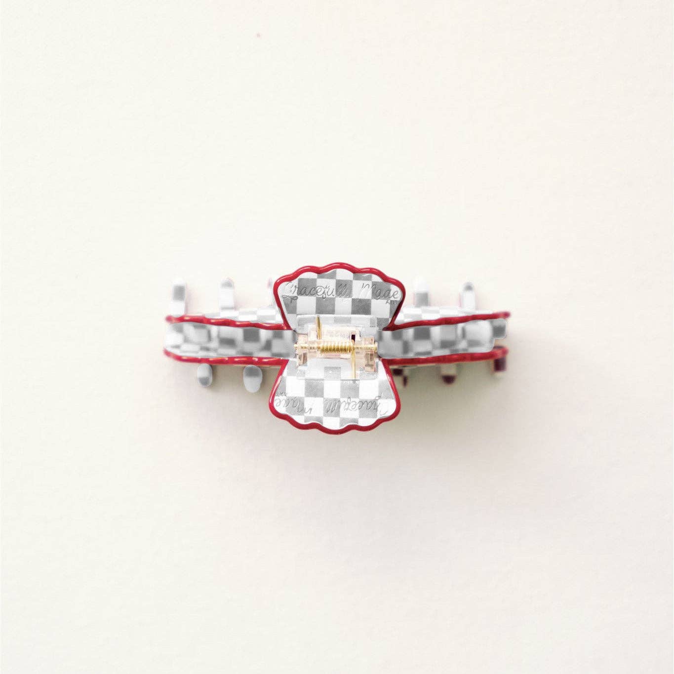 Gray and White Scalloped Claw Clip