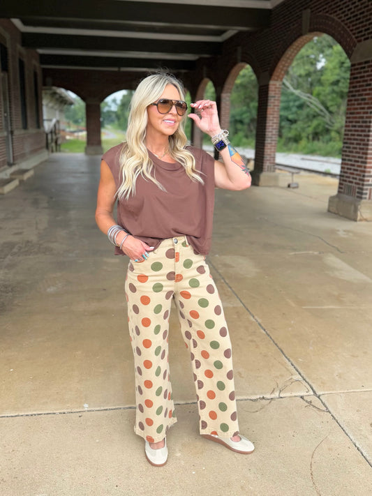 Polka Dot Printed Pants