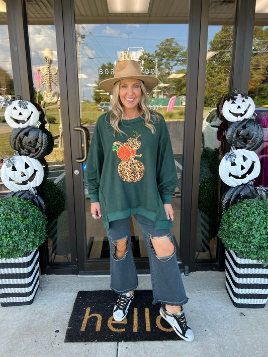 Sequin Pumpkin Stack Sweatshirt