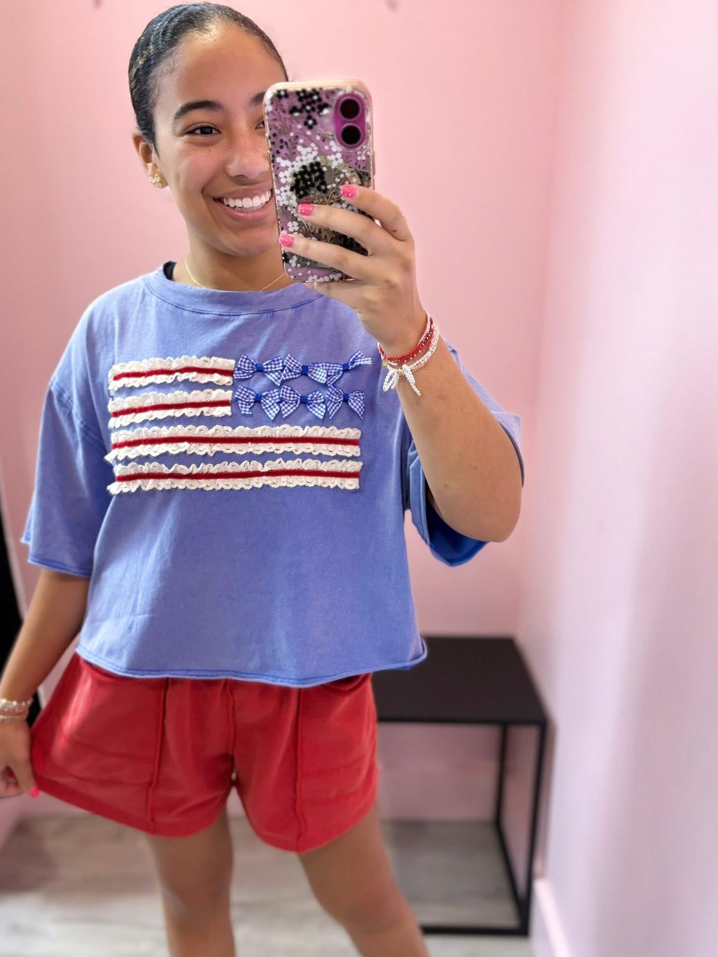 Gingham Bow Flag Tee