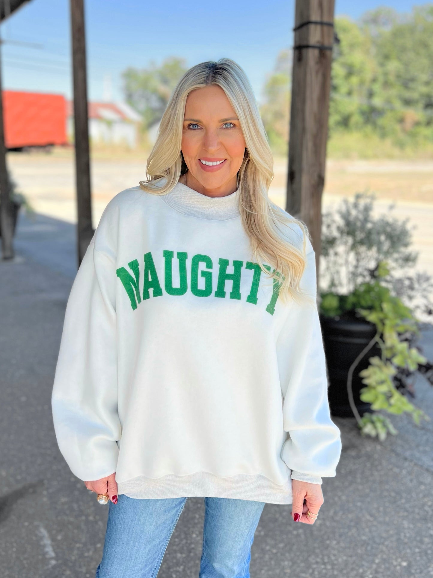 Christmas Reversible Mock Neck Sweatshirt