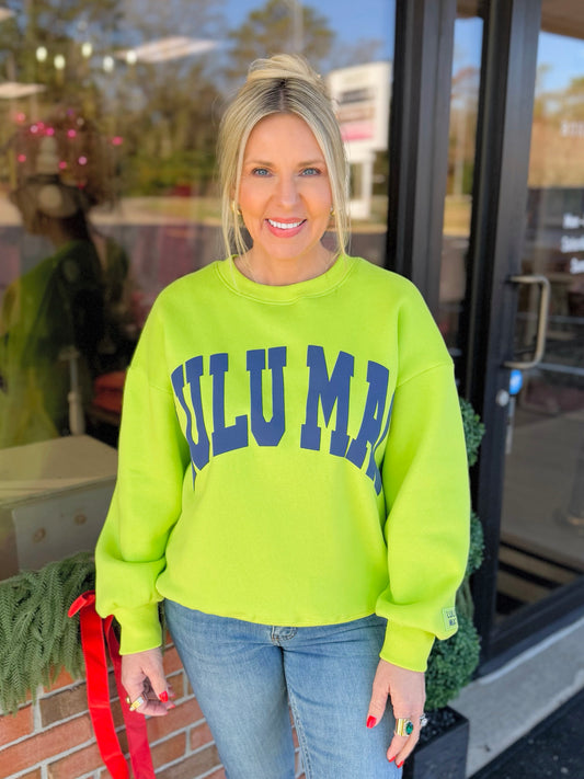 LULU MAC Sweatshirt: Chartreuse/Deep Blue