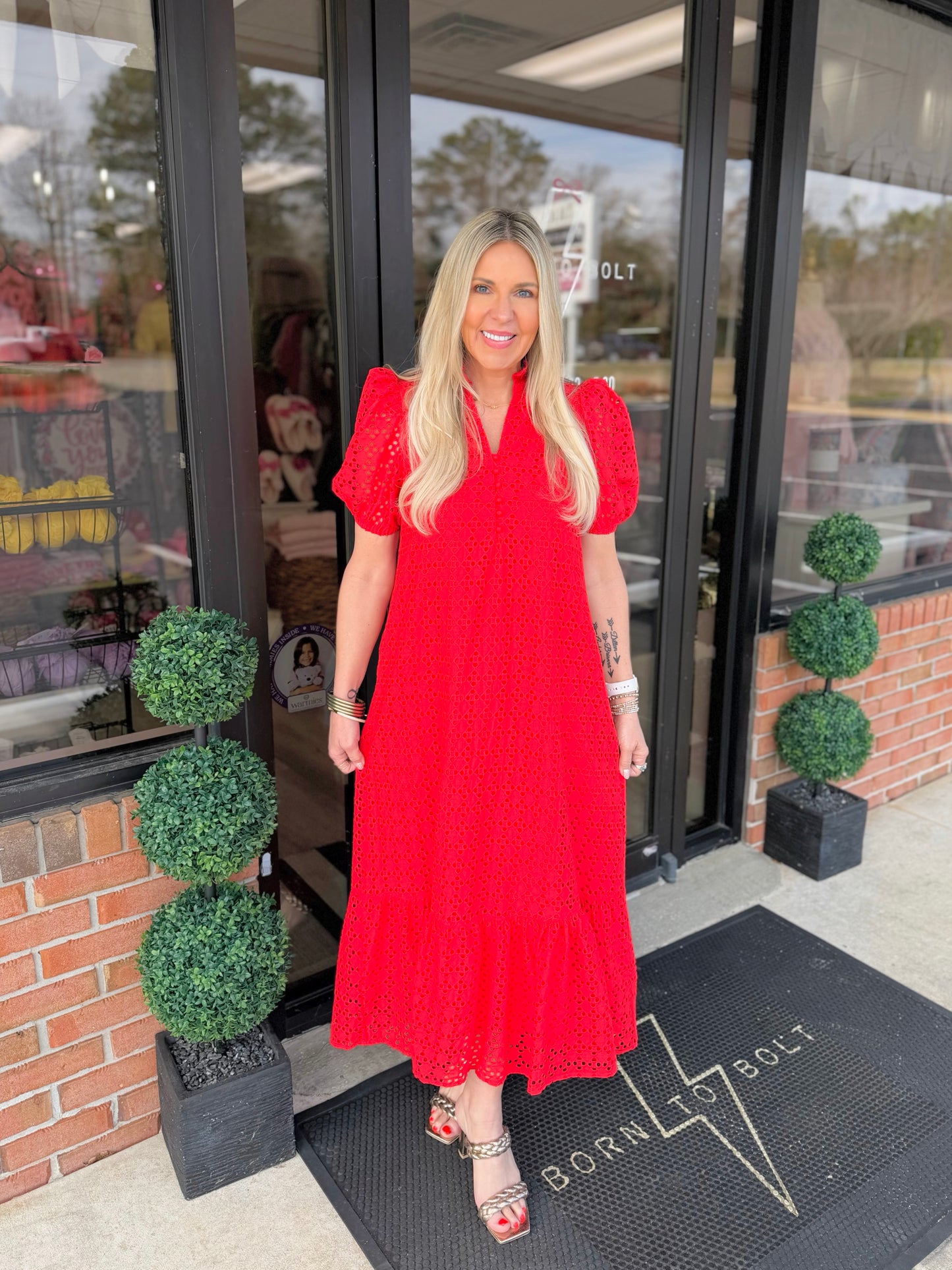 Eyelet Midi Dress