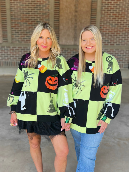 QOS Checkered Halloween Icon Sweatshirt