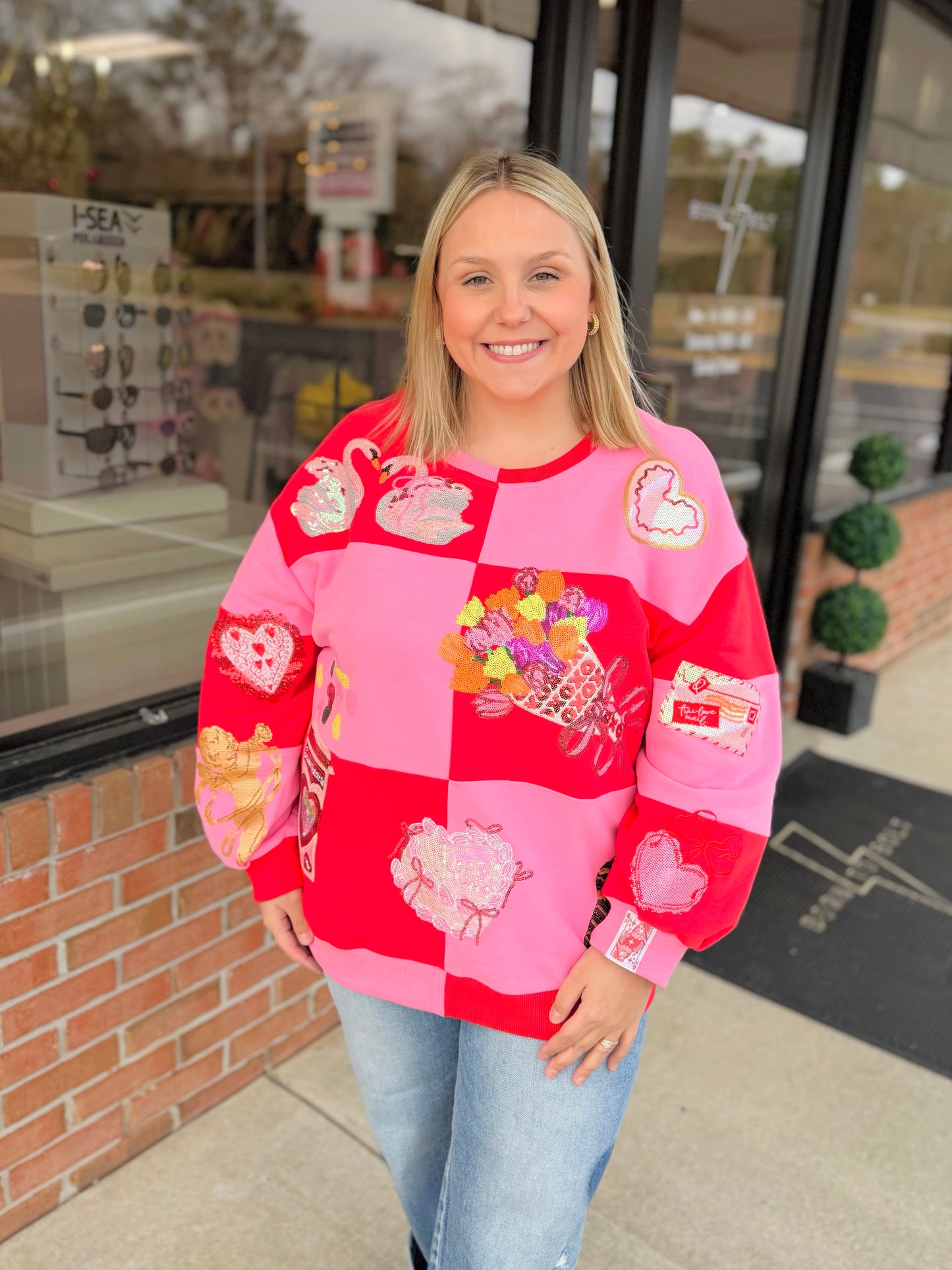 QOS Checkered Valentines Icon Sweatshirt