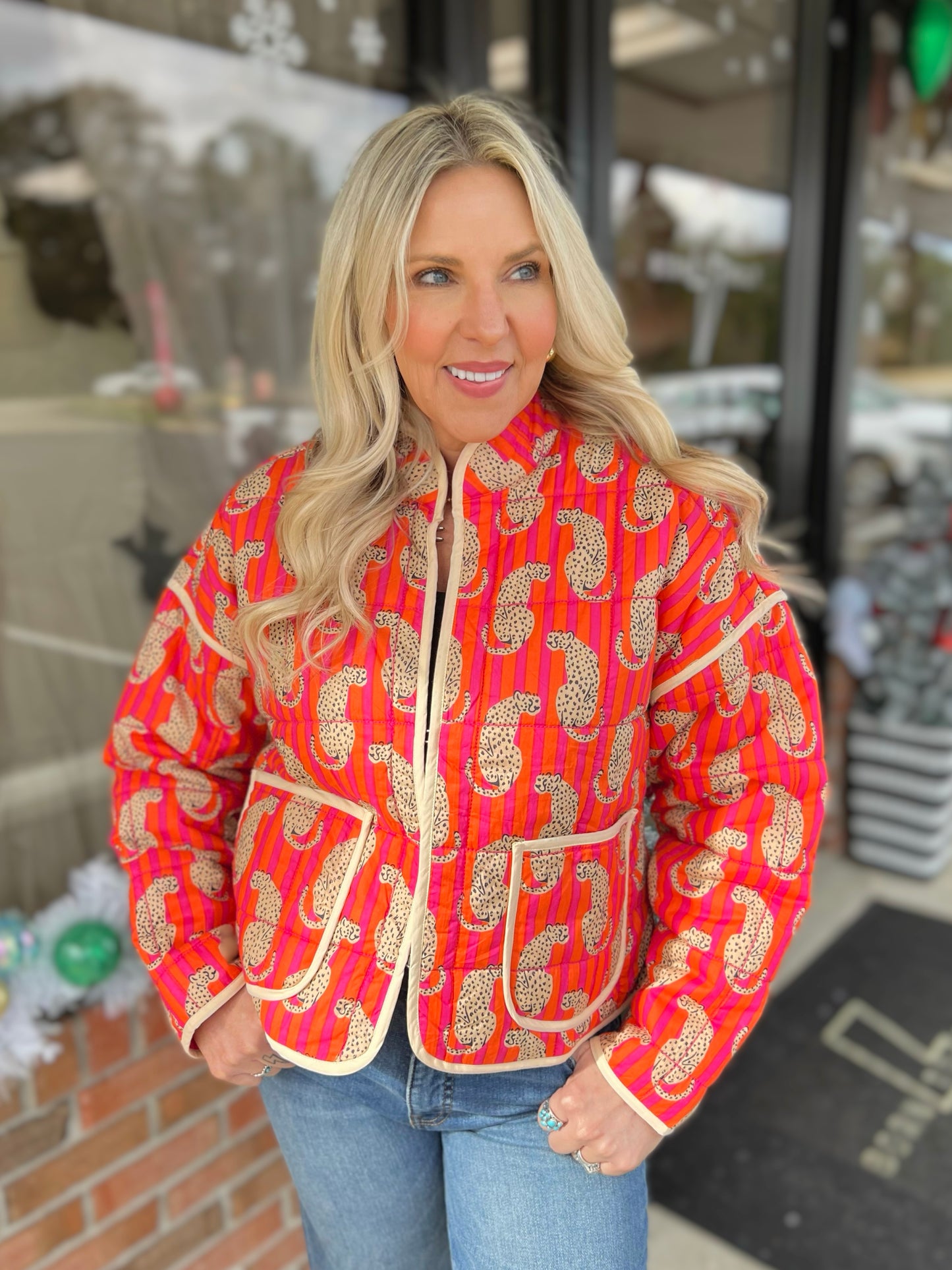 Quilted Striped Cheetah Jacket