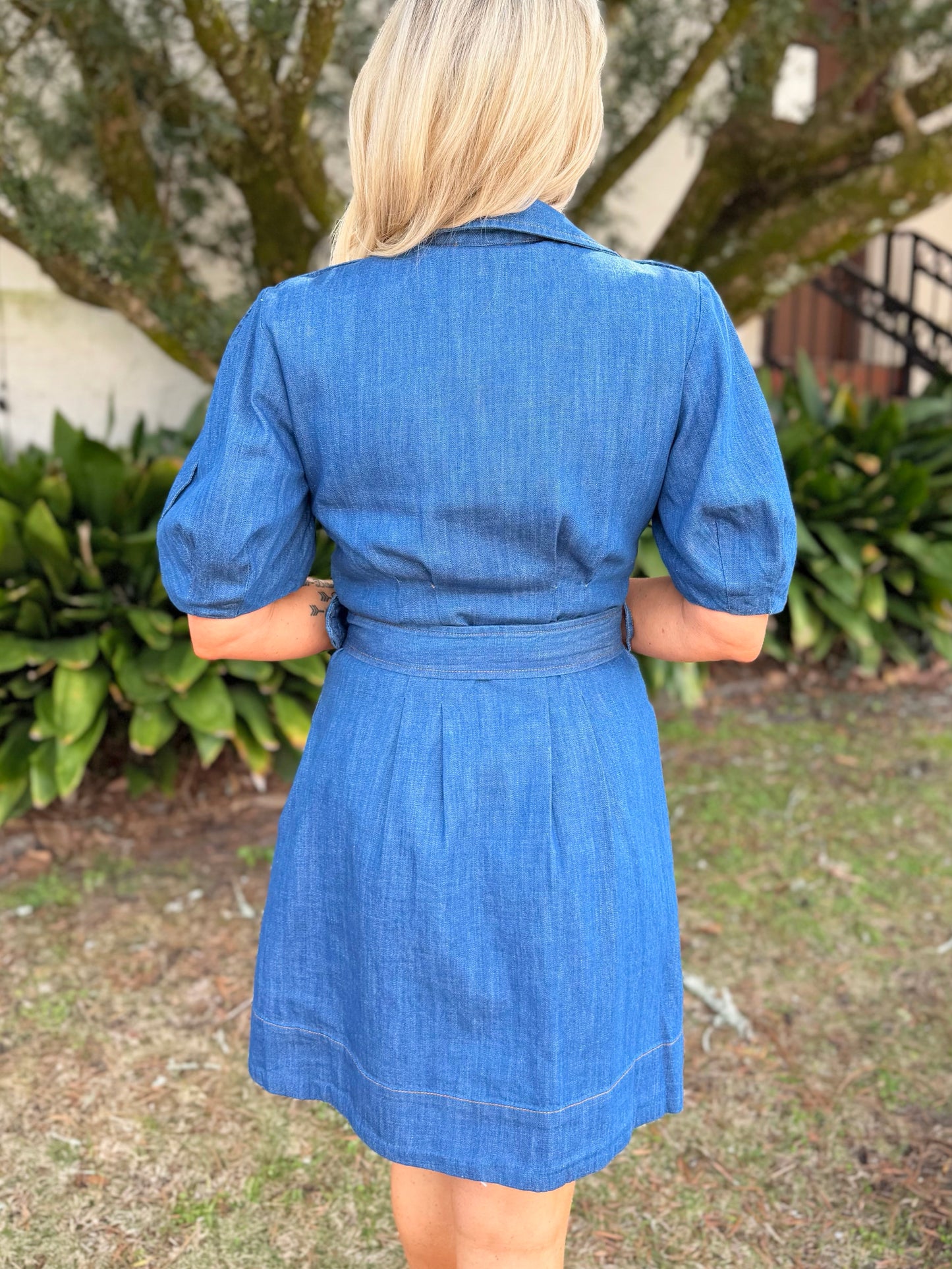 Denim Belted Mini Dress