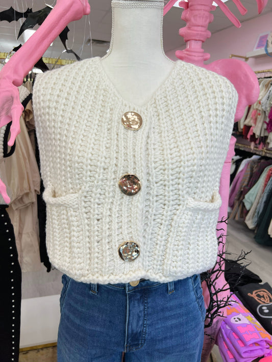 Cute As A Button Sweater Vest