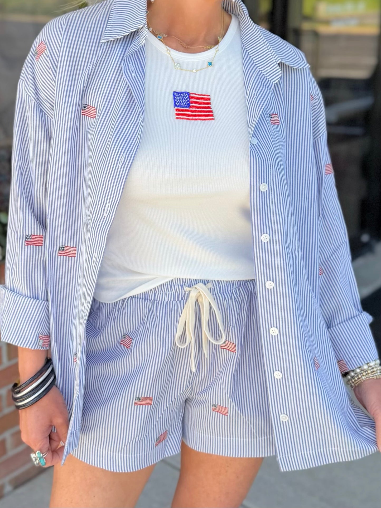 Stripe Flag Button Down