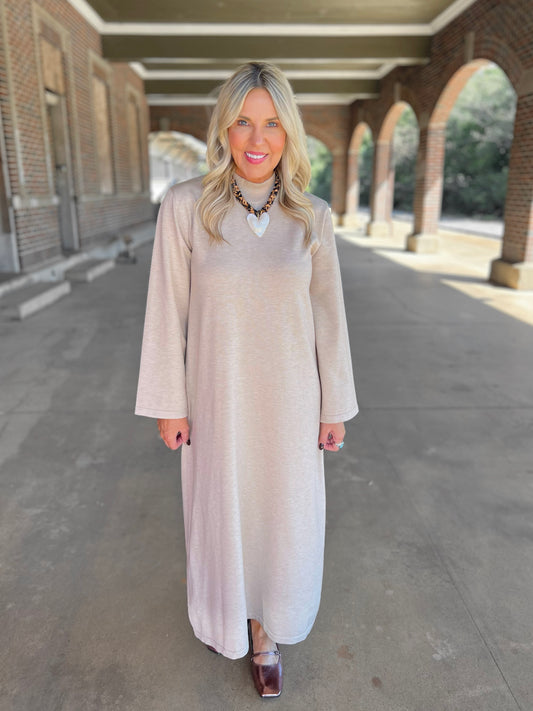 Mock Neck Midi Dress