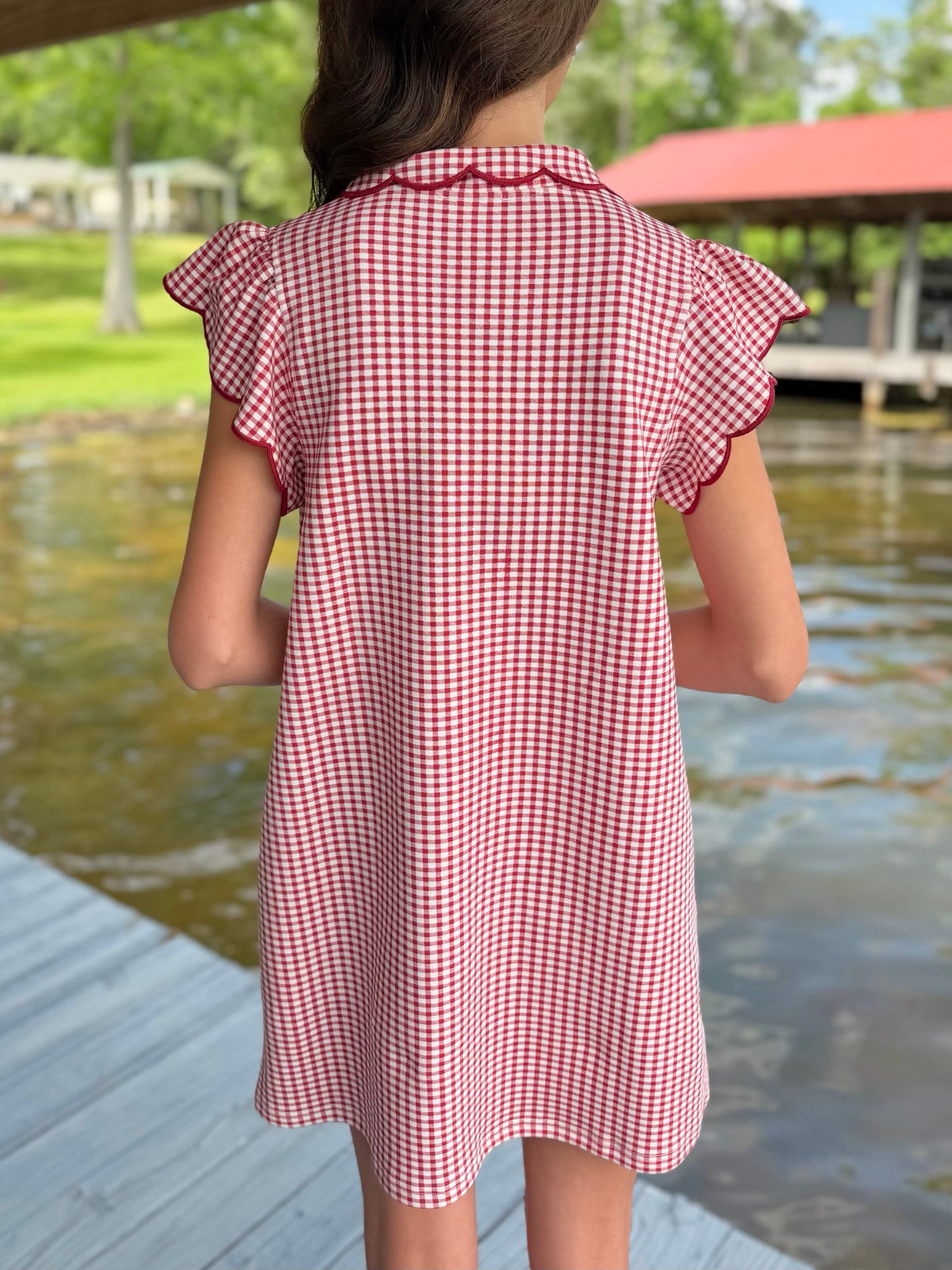 Gingham Scallop Dress