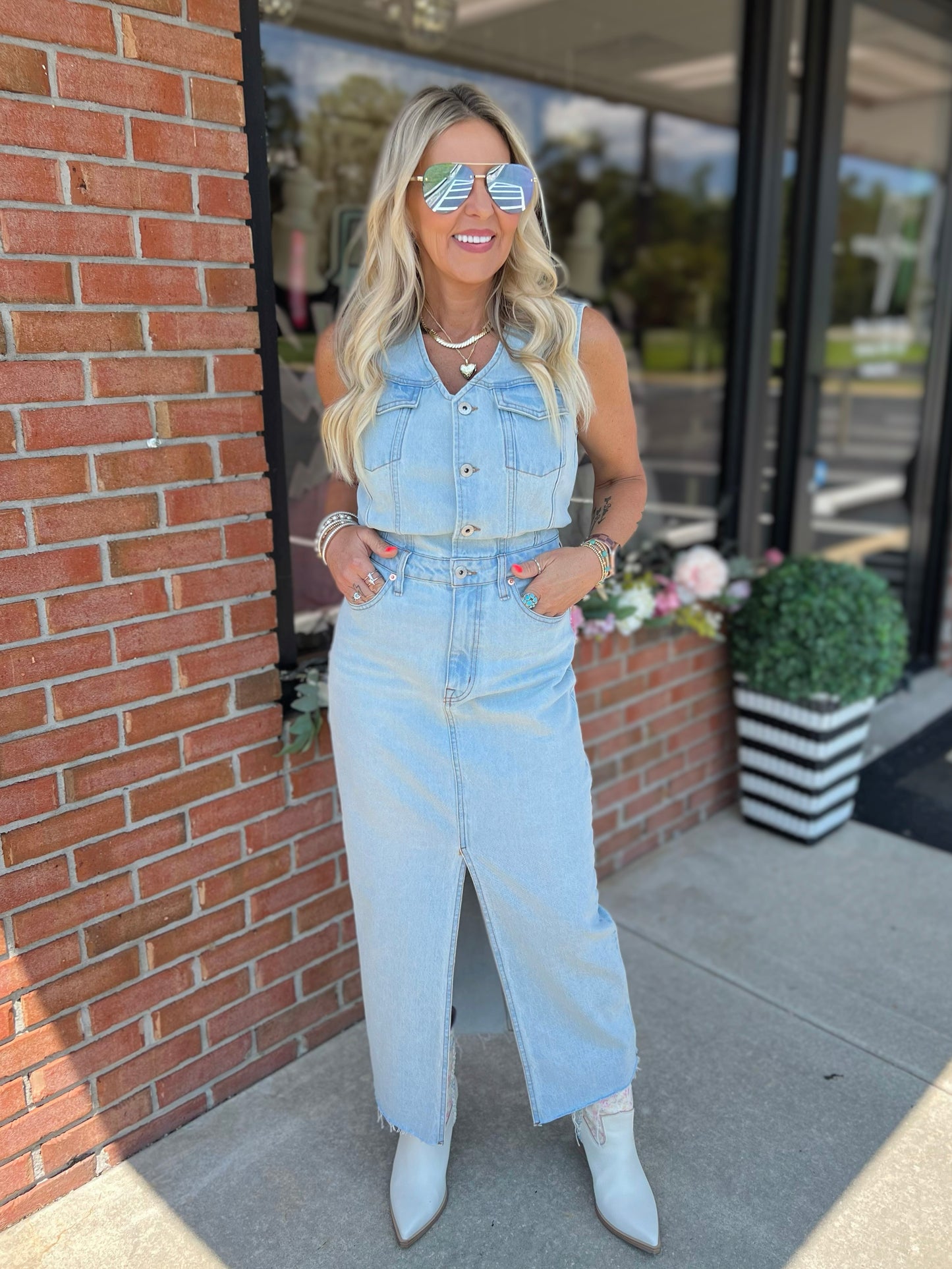 Twin Flame Denim Dress