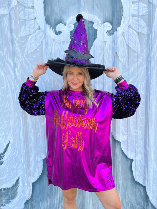 Happy Halloween Foil Sequin Dress