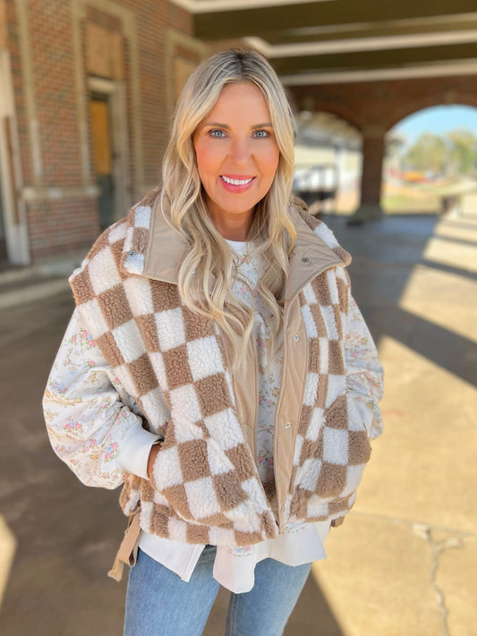 Checkered Fleece Vest