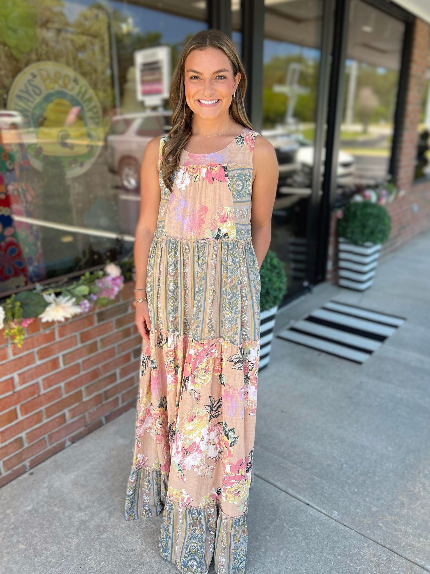 Boho Mixed Floral Maxi Dress