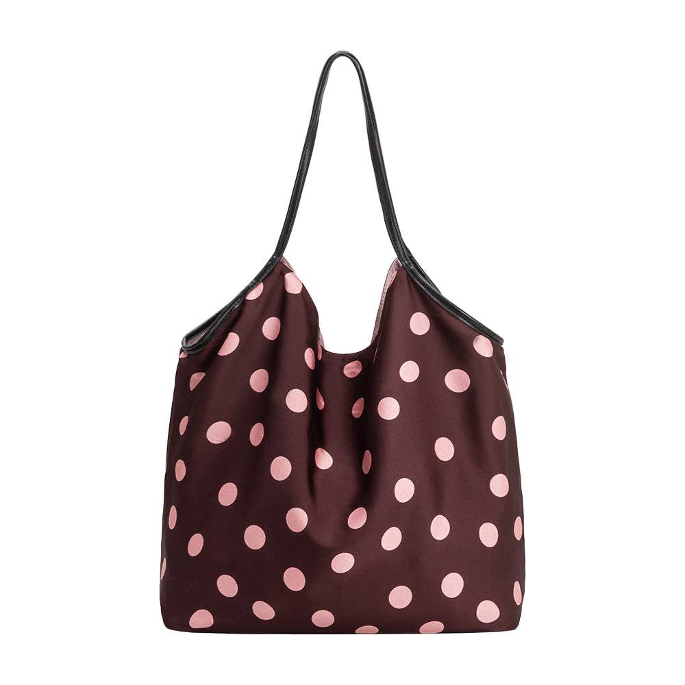 Cathy Burgundy Polka Dot Tote Bag