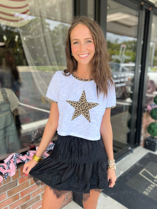 Leopard Star Baby Tee