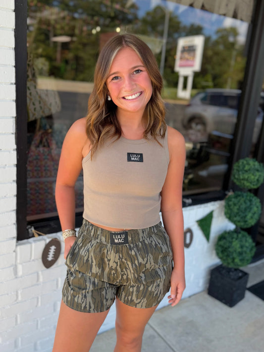 LULU MAC: Mossy Oak Bottomland Boxer Shorts