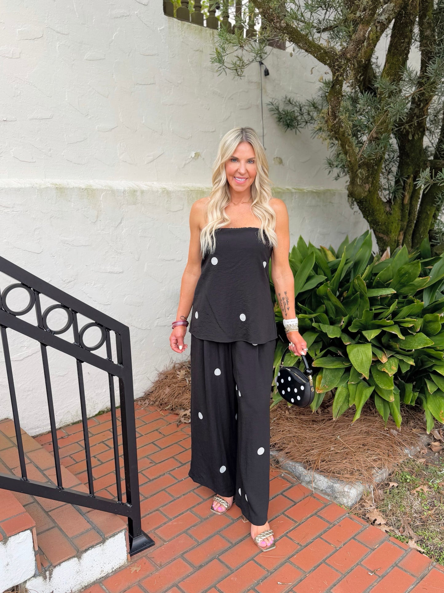 Dotty Wide Leg Pant Set