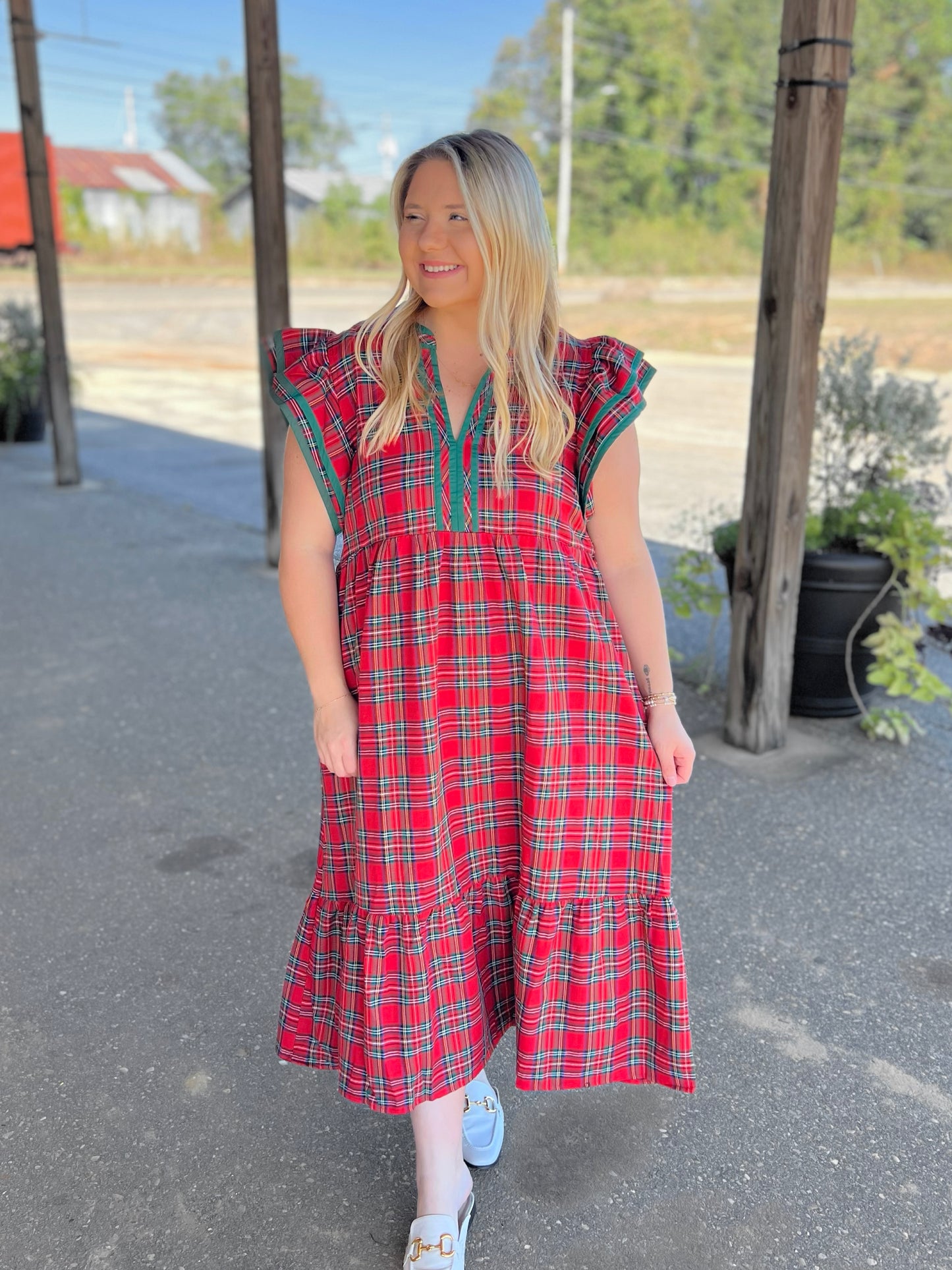 Plaid Midi Dress