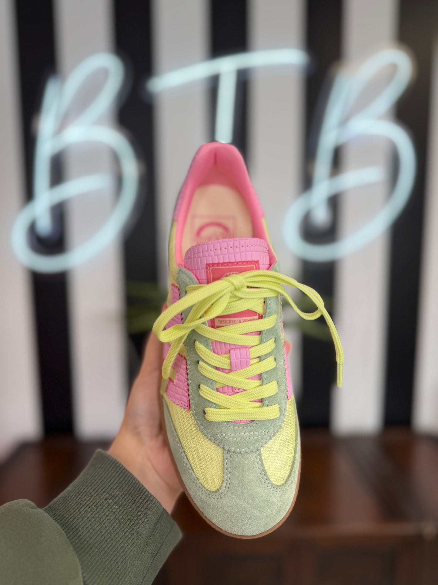 Back 70 Ghost C26 Sneaker in Yellow/Green/Pink