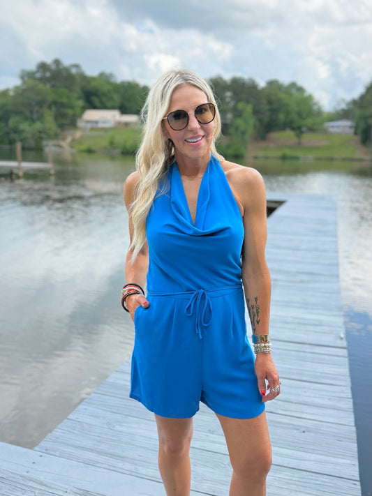 Halter Cowl Neck Romper
