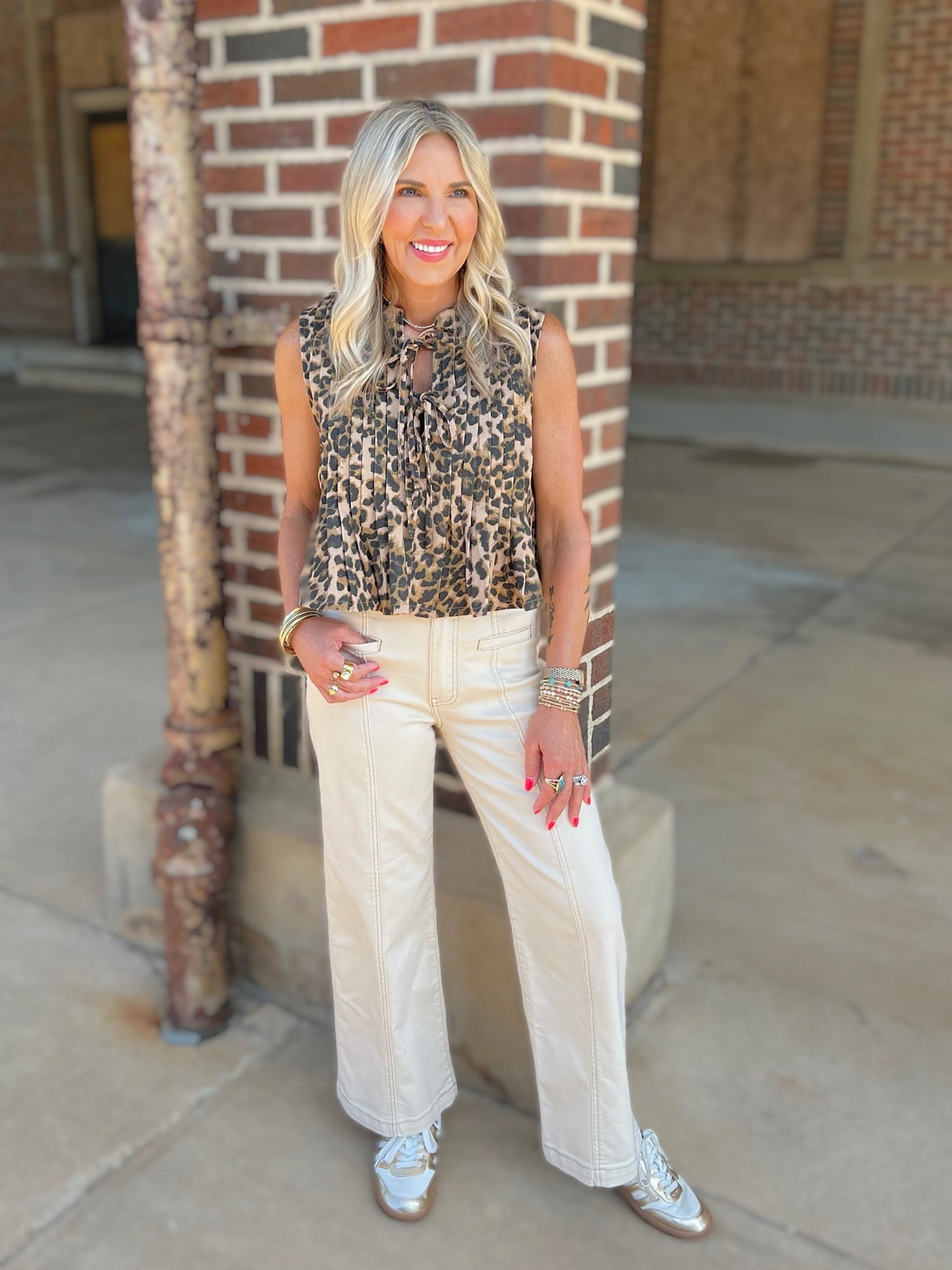 Leopard Pleated Top