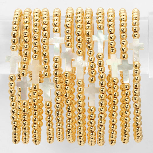 4mm Stretch Beaded Bracelets w/ Cross