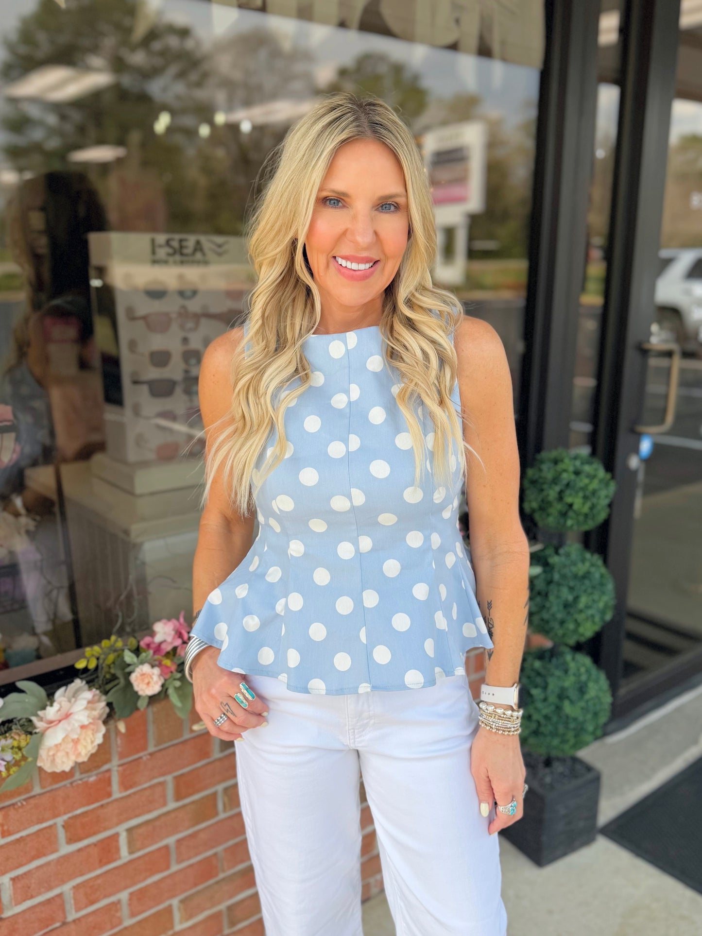 Polka Dot Peplum Top