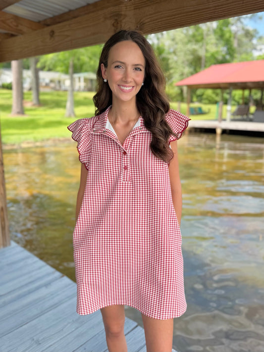 Gingham Scallop Dress