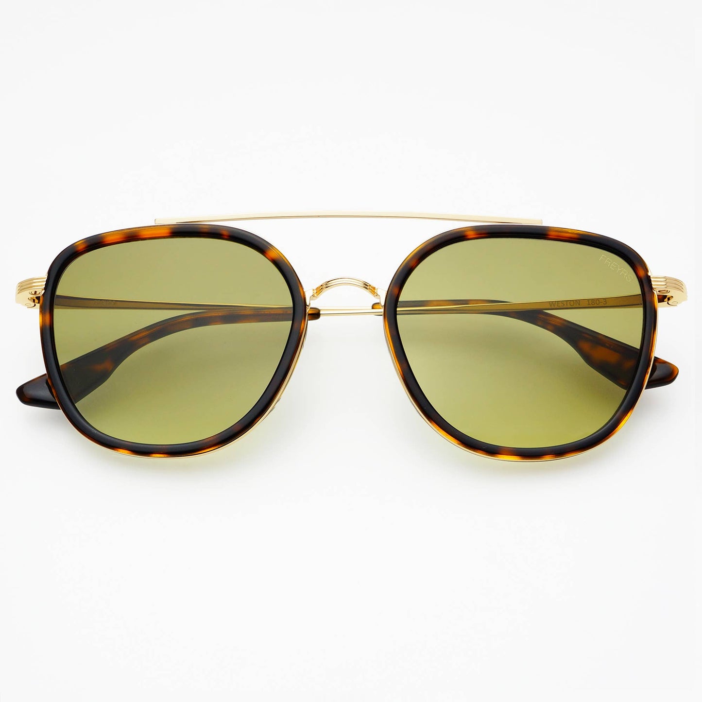 Weston Acetate Round Sunglasses: Tortoise/Fade Green