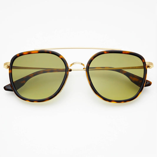 Weston Acetate Round Sunglasses: Tortoise/Fade Green