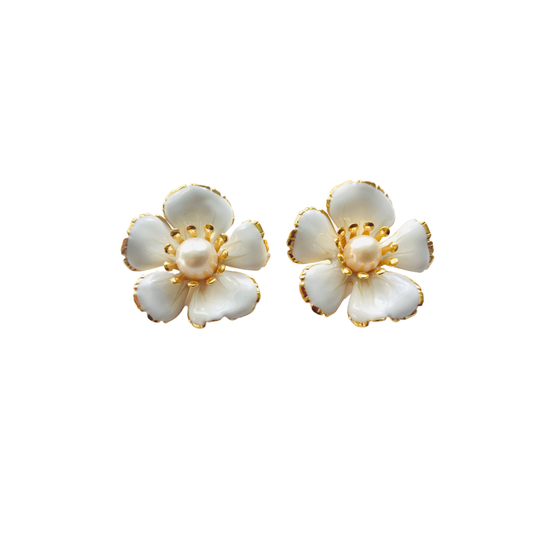 The Pink Reef: Hand Painted Floral in White