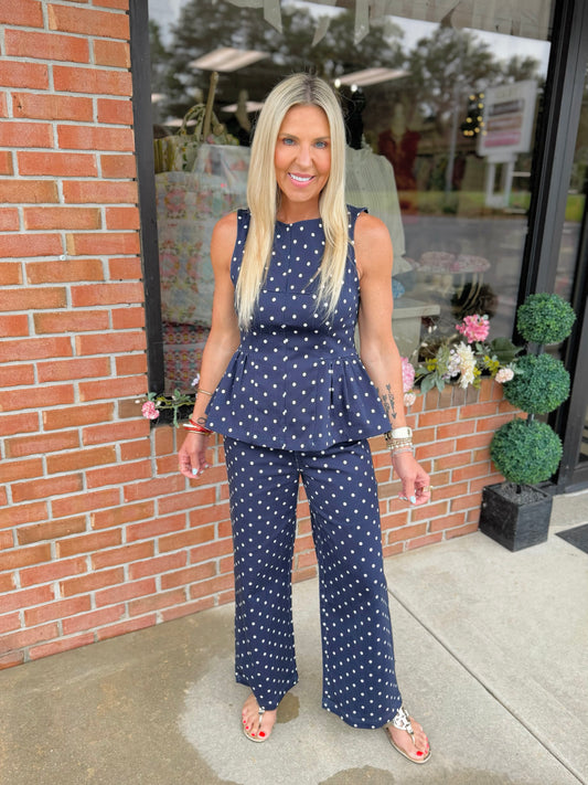 Polka Dot Wide Leg Pants