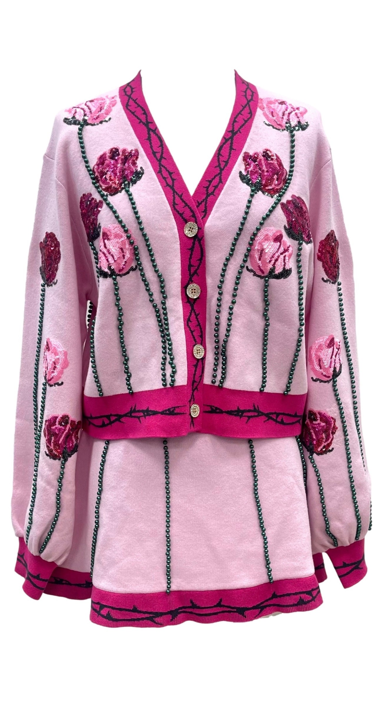 QOS Long Stem Rose Cardigan