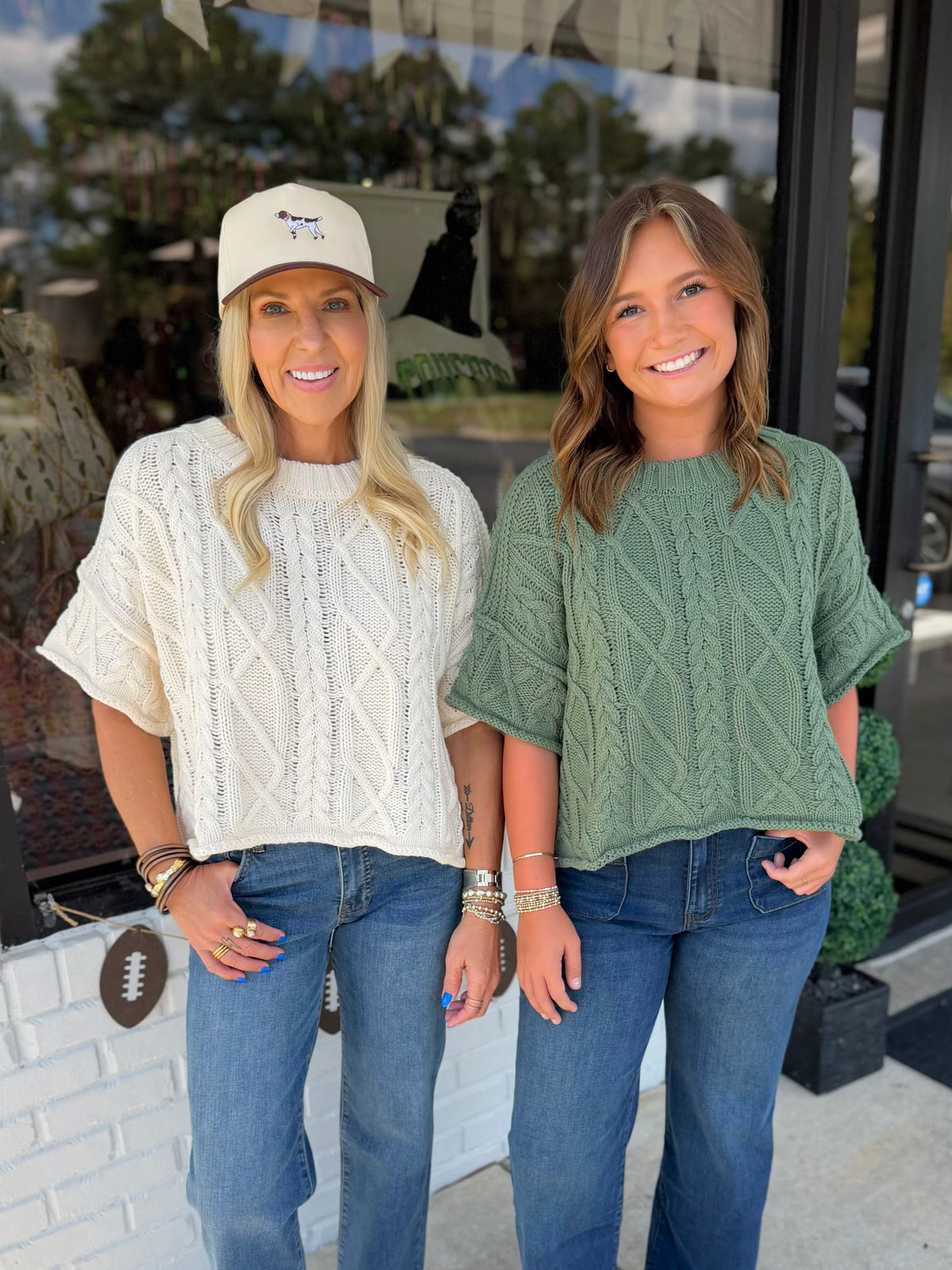 Cable Knit Short Sleeve Sweater Top
