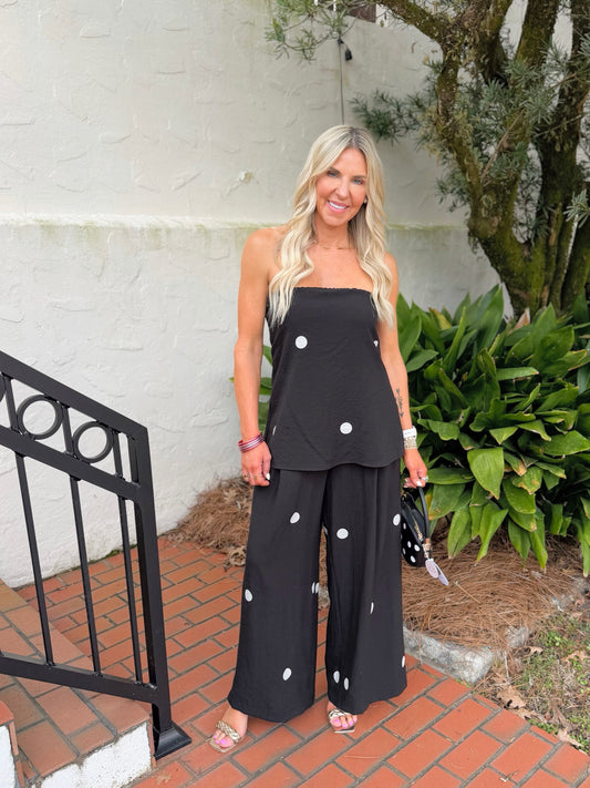 Dotty Wide Leg Pant Set